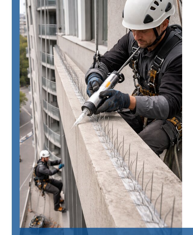 Установка шипов от птиц на фасадах и кровлях в Йошкаре-Ола